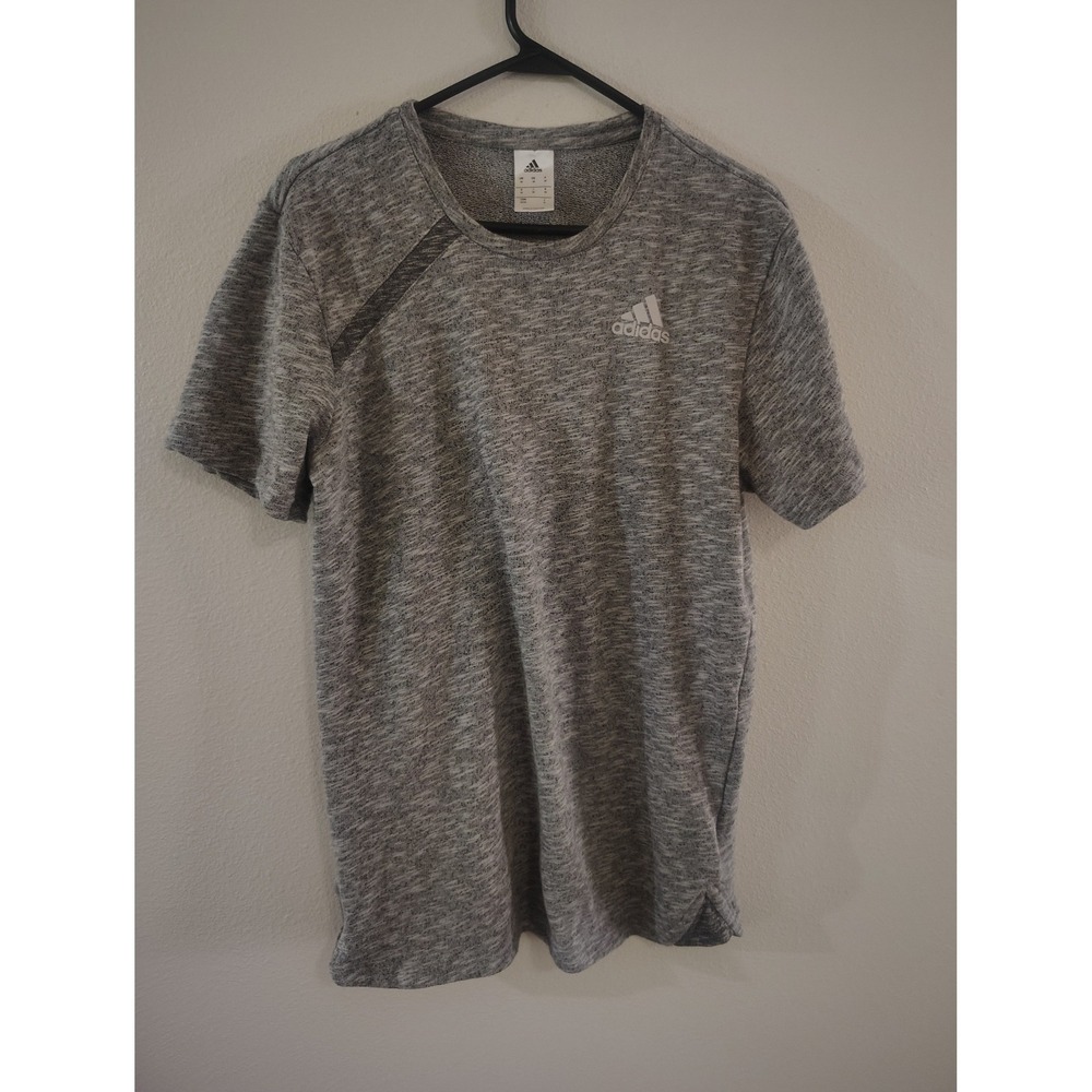 Adidas Mens ID Stadium Tee Grey Heathered Short Sleeve Performance Shirt Medium